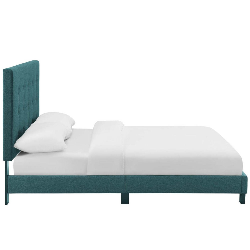 Modway Melanie Tufted Fabric Upholstered Queen Platform Bed in Teal MDY-MOD-5879-TEA