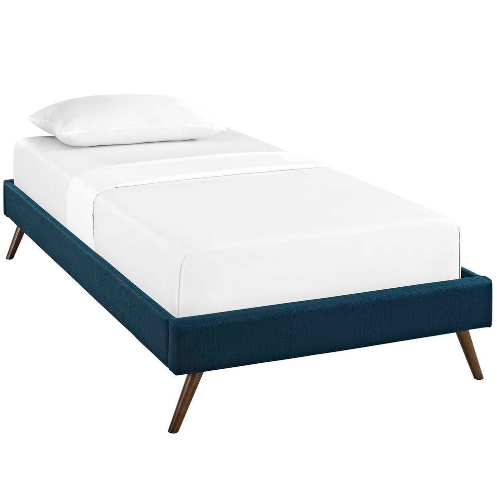 Modway Loryn Upholstered Twin Platform Bed Frame with Wood Slat Support in Azure