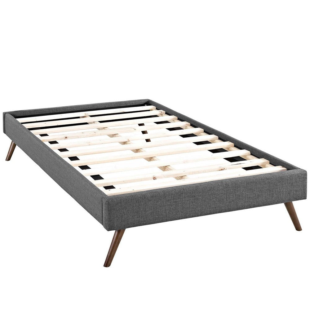 Modway Loryn Upholstered Twin Platform Bed Frame with Wood Slat Support in Gray MDY-MOD-5887-GRY