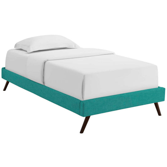 Modway Loryn Upholstered Twin Platform Bed Frame with Wood Slat Support in Teal