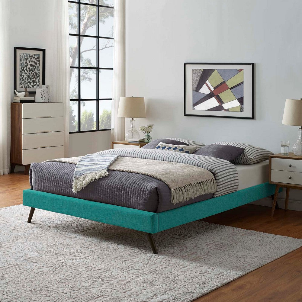 Modway Loryn Upholstered Full Platform Bed Frame with Wood Slat Support in Teal MDY-MOD-5889-TEA