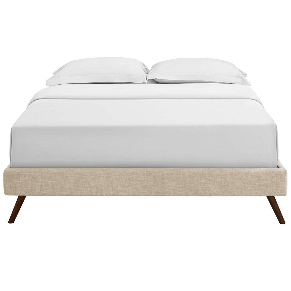 Modway Loryn Upholstered Queen Platform Bed Frame with Wood Slat Support in Beige MDY-MOD-5891-BEI