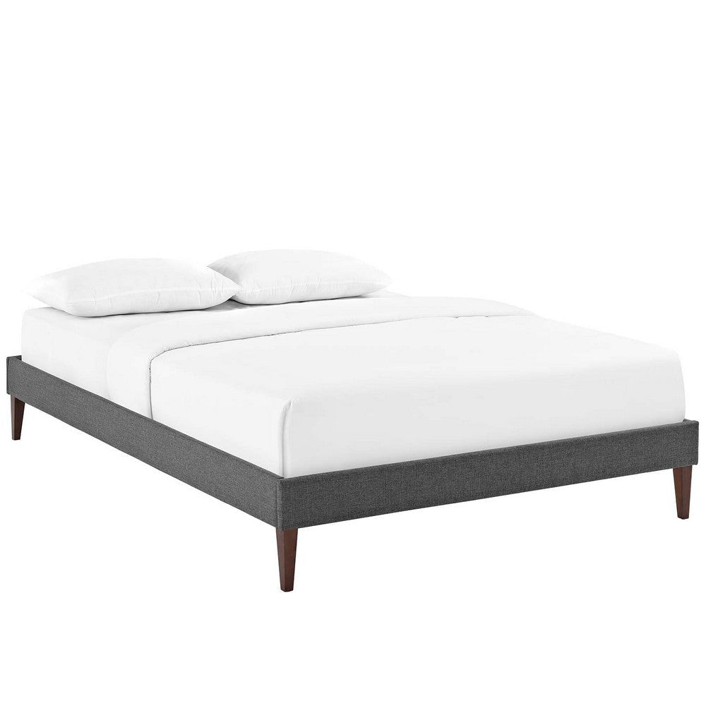 Modway Tessie Upholstered Full Platform Bed Frame with Wood Slat Support in Gray