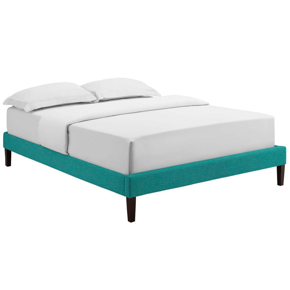 Modway Tessie Upholstered Full Platform Bed Frame with Wood Slat Support in Teal