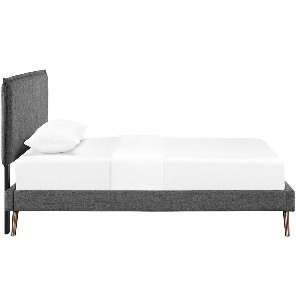 Modway Amaris Upholstered Fabric Platform Frame Headboard and Round Tapered Legs Twin Bed Gray MDY-MOD-5902-GRY