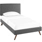 Modway Amaris Upholstered Fabric Platform Frame Headboard and Round Tapered Legs, Twin Bed, Gray