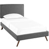 Modway Amaris Upholstered Fabric Platform Frame Headboard and Round Tapered Legs, Twin Bed, Gray