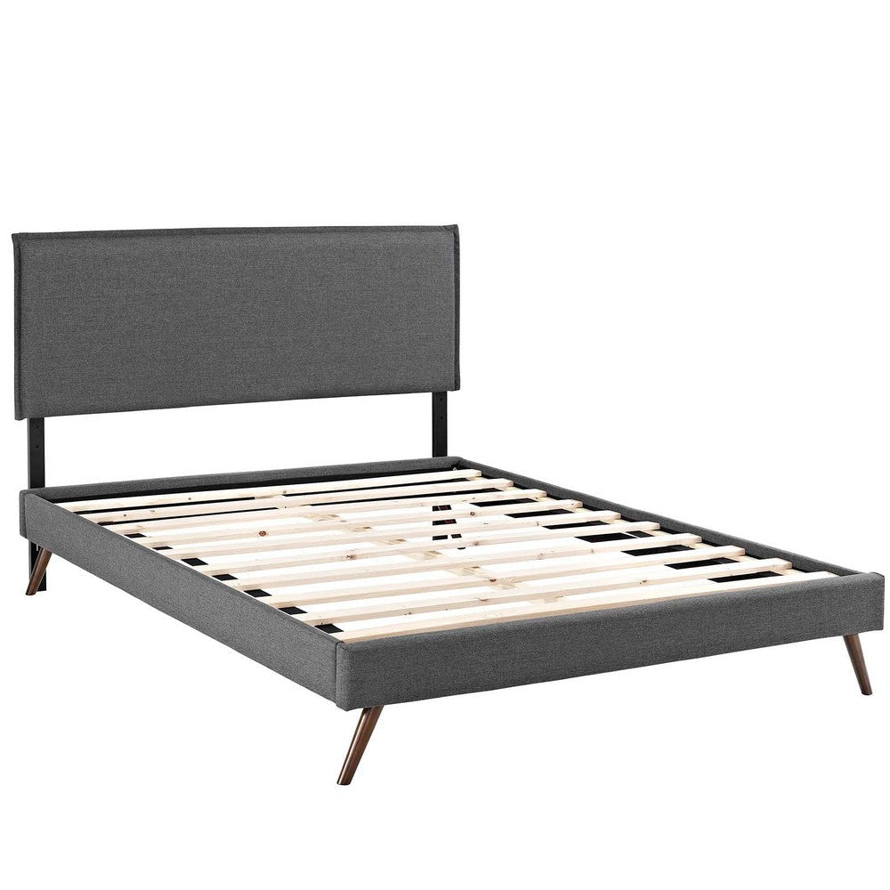 Modway Amaris Upholstered Queen Platform Bed Frame in Gray With Splayed Legs MDY-MOD-5904-GRY