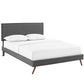 Modway Amaris Upholstered Queen Platform Bed Frame in Gray With Splayed Legs