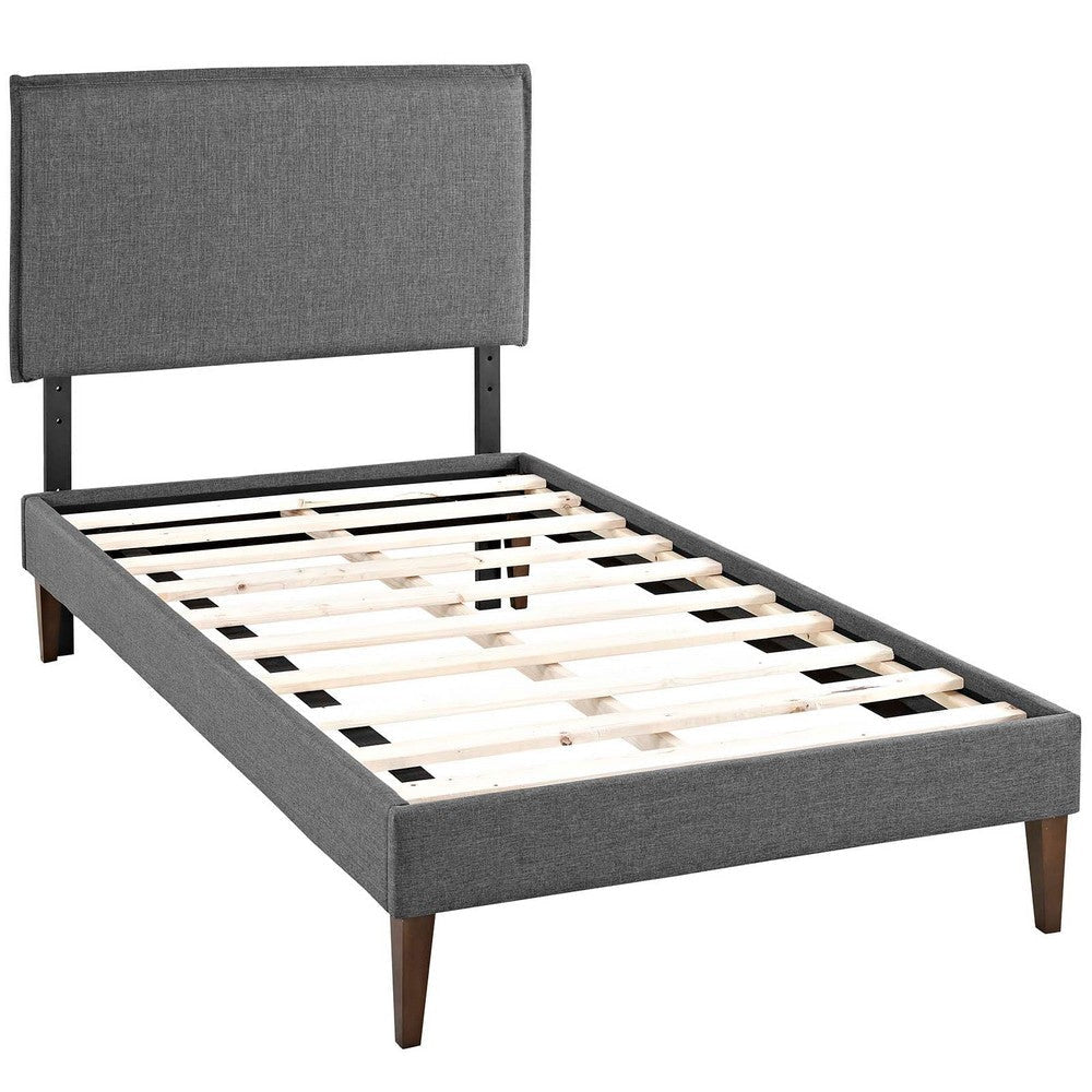 Modway Amaris Upholstered Twin Platform Bed Frame in Gray With Tapered Legs MDY-MOD-5906-GRY