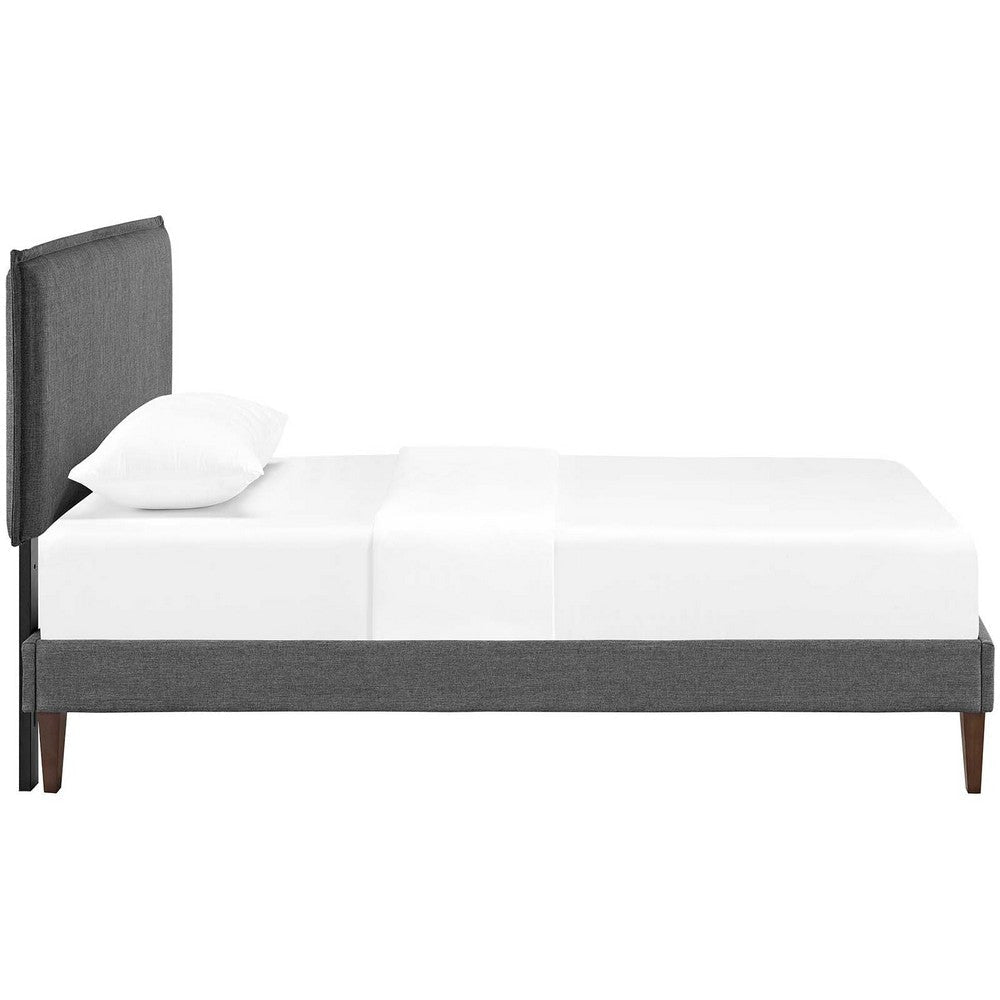 Modway Amaris Upholstered Twin Platform Bed Frame in Gray With Tapered Legs MDY-MOD-5906-GRY