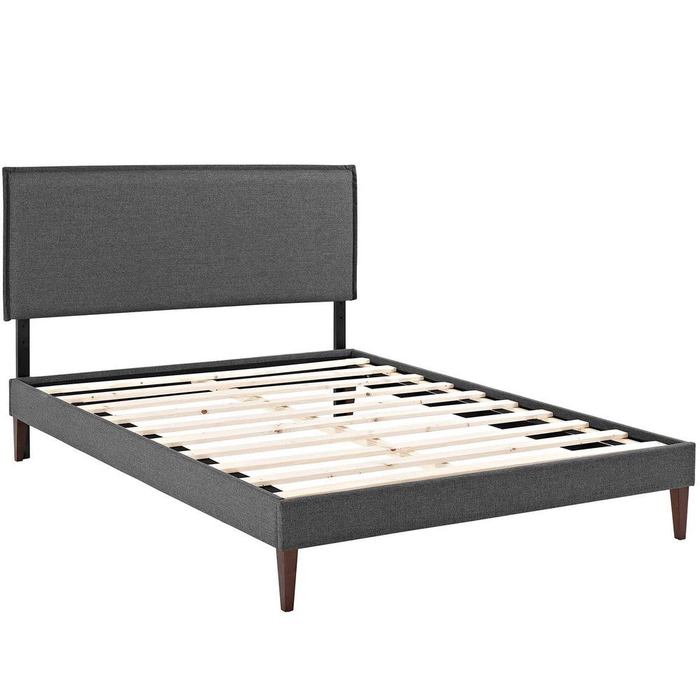 Modway Amaris Upholstered Full Platform Bed Frame in Gray With Tapered Legs MDY-MOD-5907-GRY