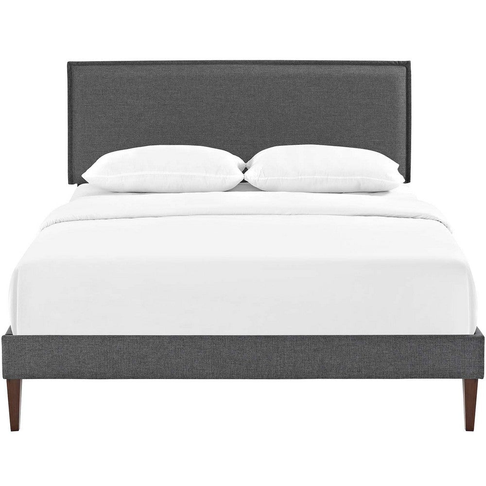 Modway Amaris Upholstered Full Platform Bed Frame in Gray With Tapered Legs MDY-MOD-5907-GRY