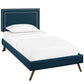 Modway Virginia Upholstered Twin Platform Bed Frame With Splayed Legs in Azure