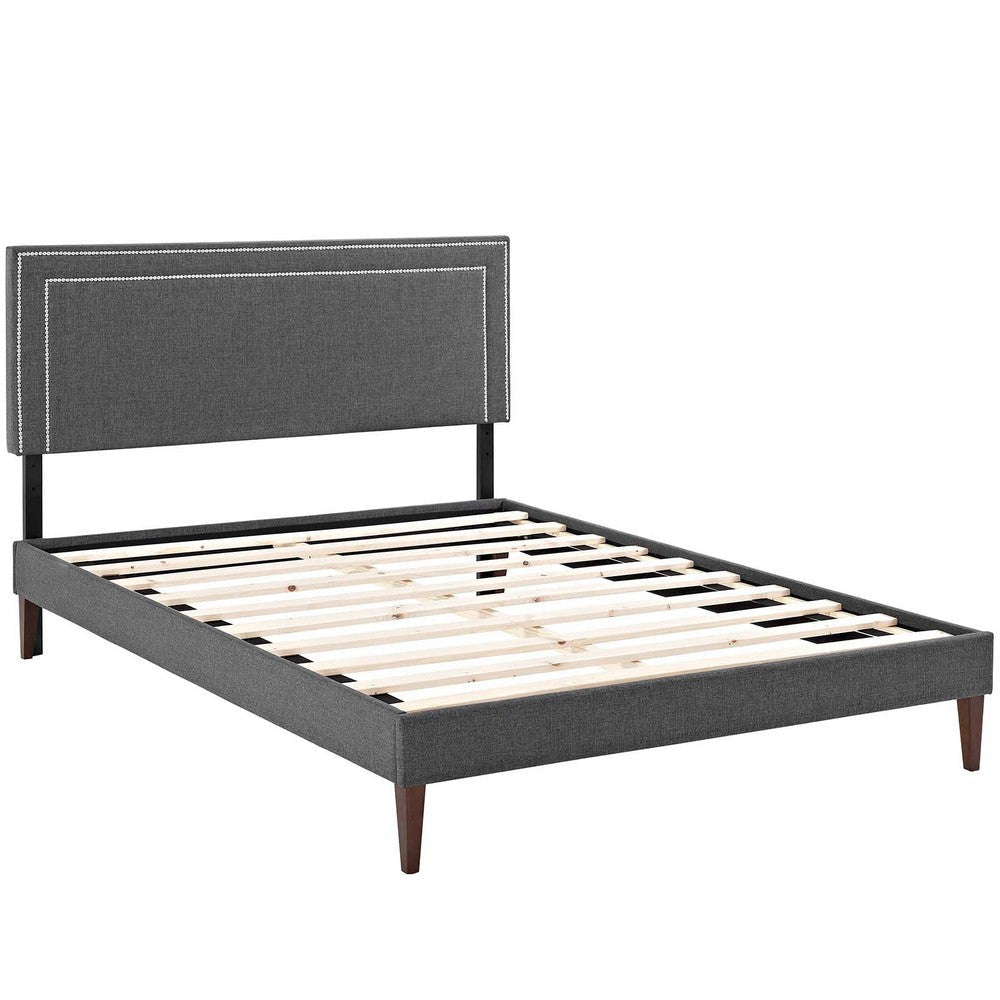 Modway Virginia Upholstered Full Platform Bed Frame With Tapered Legs in Gray MDY-MOD-5921-GRY