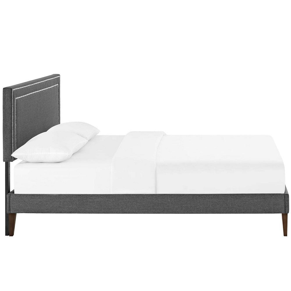 Modway Virginia Upholstered Full Platform Bed Frame With Tapered Legs in Gray MDY-MOD-5921-GRY