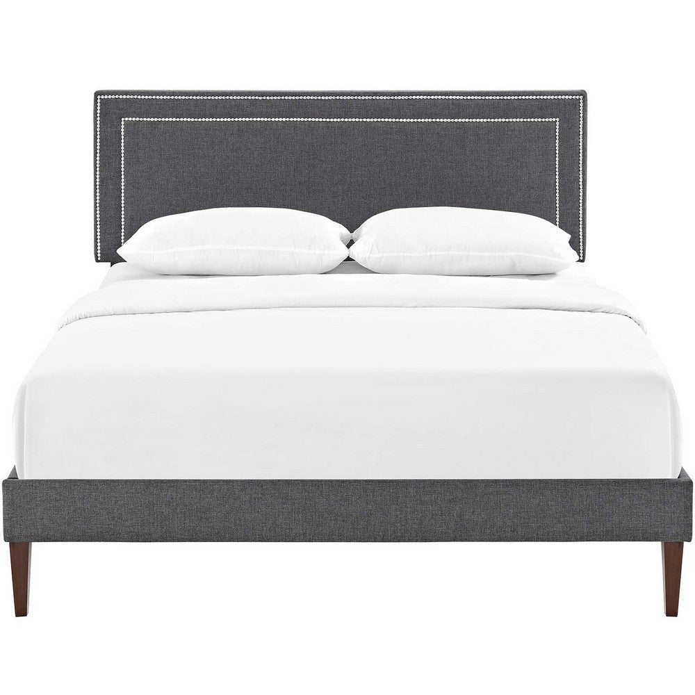 Modway Virginia Upholstered Queen Platform Bed Frame With Tapered Legs in Gray MDY-MOD-5923-GRY