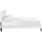 Modway Ruthie Faux Leather Upholstered Queen Platform Bed Frame in White With Splayed Legs MDY-MOD-5930-WHI