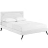 Modway Ruthie Faux Leather Upholstered Queen Platform Bed Frame in White With Splayed Legs