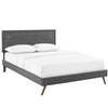 Modway Ruthie Fabric Upholstered Queen Platform Bed Frame in Gray With Splayed Legs