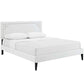 Modway Ruthie Faux Leather Upholstered Queen Platform Bed Frame in White With Tapered Legs