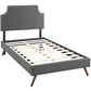 Modway Corene Fabric Upholstered Twin Platform Bed Frame With Round Splayed Legs in Gray MDY-MOD-5943-GRY