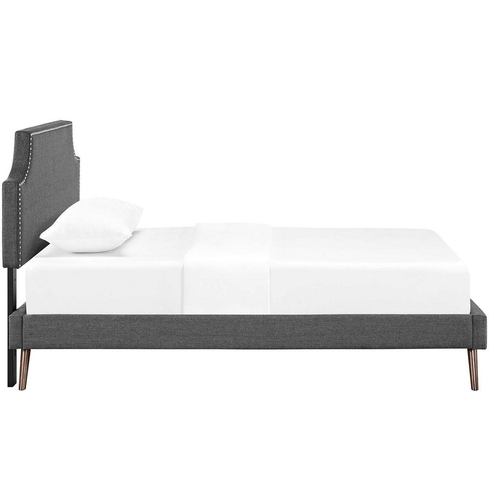 Modway Corene Fabric Upholstered Twin Platform Bed Frame With Round Splayed Legs in Gray MDY-MOD-5943-GRY