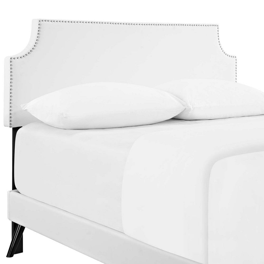 Modway Corene Faux Leather Upholstered Full Platform Bed Frame With Round Splayed Legs in White MDY-MOD-5944-WHI