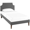 Modway Corene Fabric Upholstered Twin Platform Bed Frame With Tapered Legs in Gray