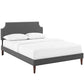 Modway Corene Fabric Upholstered Full Platform Bed Frame With Tapered Legs in Gray