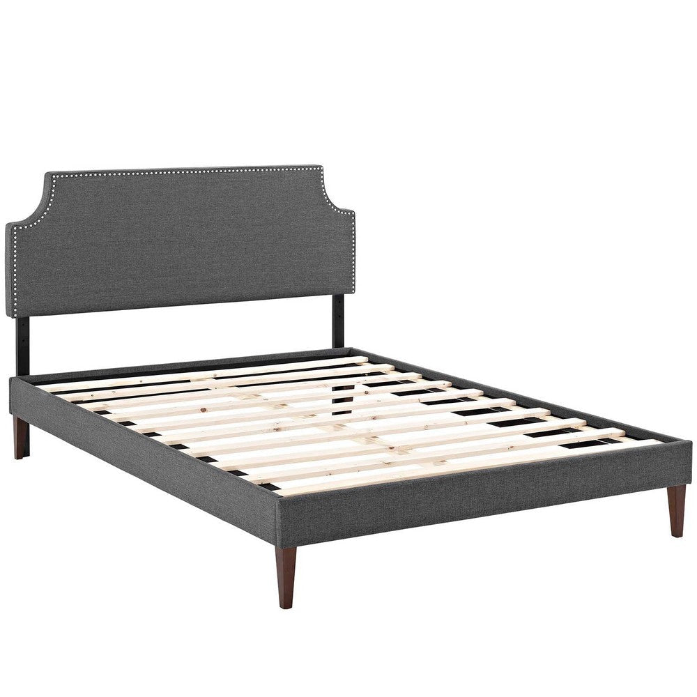 Modway Corene Fabric Upholstered Full Platform Bed Frame With Tapered Legs in Gray MDY-MOD-5953-GRY