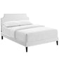 Modway Corene Faux Leather Upholstered Queen Platform Bed Frame With Tapered Legs in White