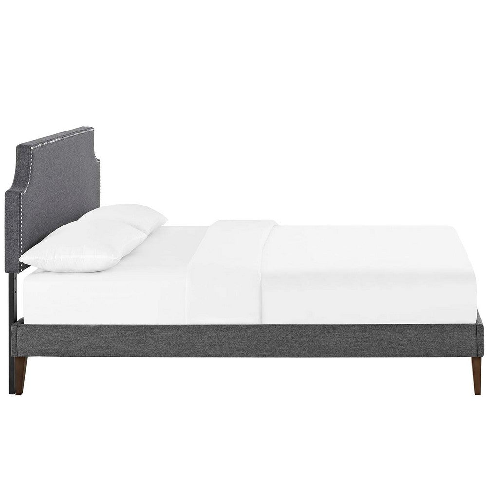 Modway Corene Fabric Upholstered King Platform Bed Frame With Tapered Legs in Gray MDY-MOD-5957-GRY