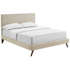 Modway Macie Fabric Upholstered Queen Platform Bed Frame With Splayed Legs in Beige