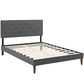 Modway Tarah Tufted Fabric Upholstered King Platform Bed with Tapered Legs in Gray MDY-MOD-5989-GRY