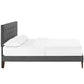 Modway Tarah Tufted Fabric Upholstered King Platform Bed with Tapered Legs in Gray MDY-MOD-5989-GRY