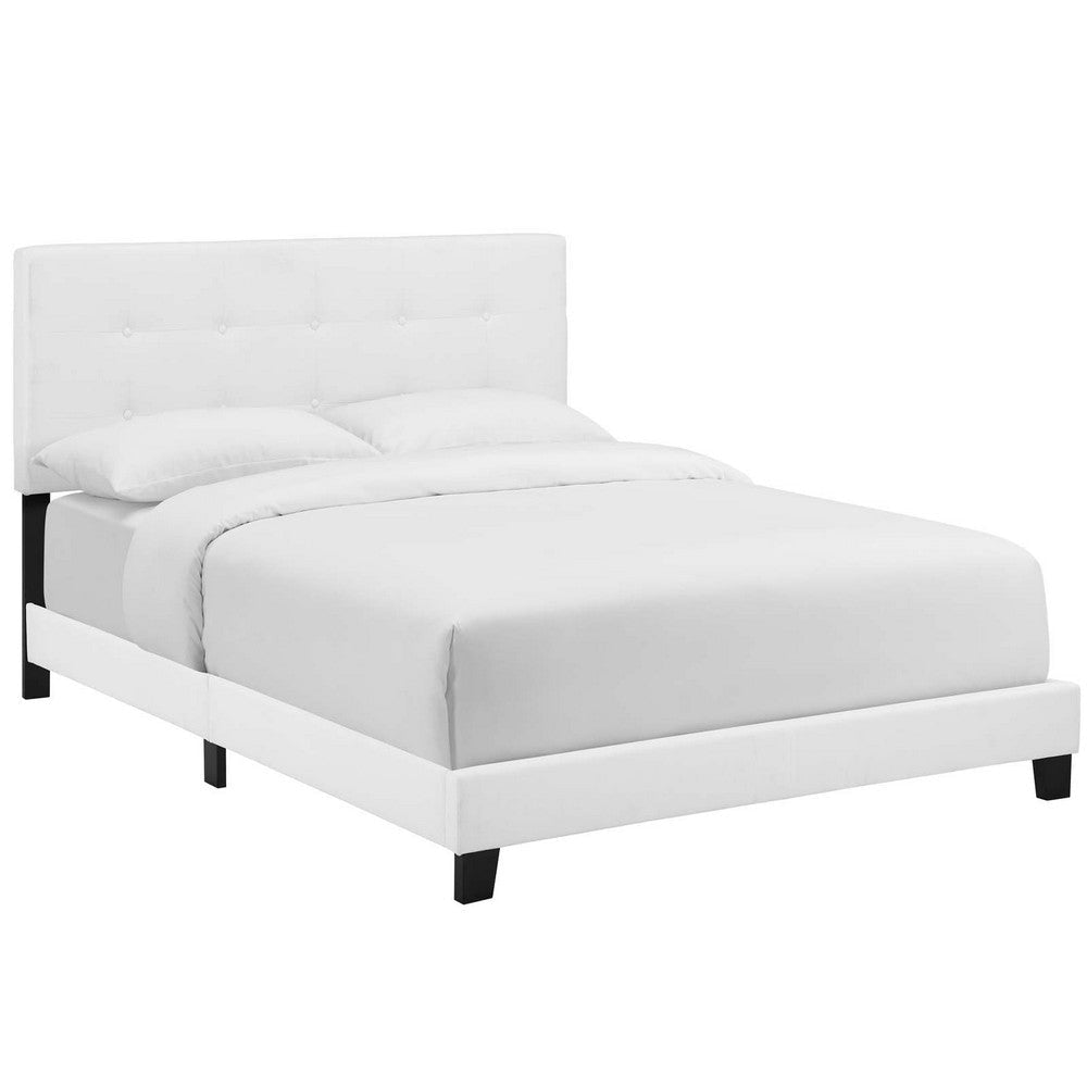 Modway Amira Tufted Fabric Upholstered Full Bed Frame With Headboard In White