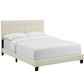 Modway Amira Tufted Fabric Upholstered Queen Bed Frame With Headboard In Beige