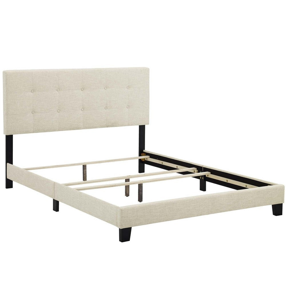 Modway Amira Tufted Fabric Upholstered King Bed Frame With Headboard In Beige MDY-MOD-6002-BEI