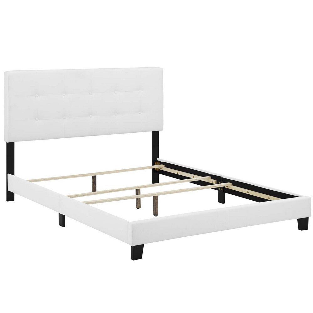 Modway Amira Tufted Fabric Upholstered King Bed Frame With Headboard In White MDY-MOD-6002-WHI