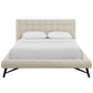 Modway Julia Tufted Fabric Upholstered Queen Platform Bed in Beige MDY-MOD-6007-BEI