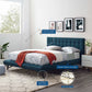 Modway Julia Tufted Fabric Upholstered Queen Platform Bed in Blue MDY-MOD-6007-BLU