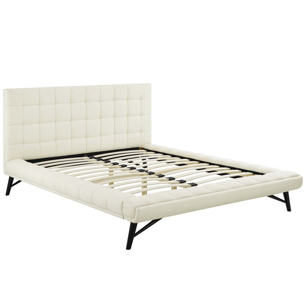 Modway Julia Tufted Fabric Upholstered Queen Platform Bed in Ivory MDY-MOD-6007-IVO