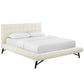 Modway Julia Tufted Fabric Upholstered Queen Platform Bed in Ivory