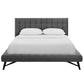 Modway Julia Mid-Century Biscuit Tufted Performance Velvet Queen Platform Bed in Gray MDY-MOD-6008-GRY