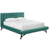 Modway Julia Mid-Century Biscuit Tufted Performance Velvet Queen Platform Bed in Teal