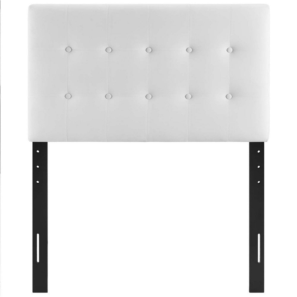 Modway Emily Twin Biscuit Tufted Performance Velvet Headboard White MDY-MOD-6114-WHI