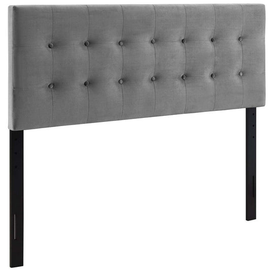 Modway Emily Full Biscuit Tufted Performance Velvet Headboard, Gray