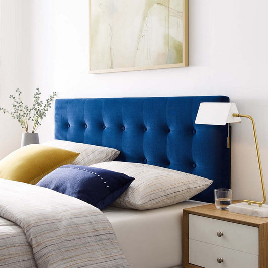 Modway Emily Full Biscuit Tufted Performance Velvet Headboard, Navy