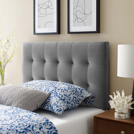 Modway Lily Biscuit Tufted Twin Performance Velvet Headboard, Gray